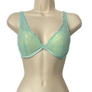 Victorias Secret Sexy Little Things Padded Push-Up Bra Yellow Aqua Lace Size 34C